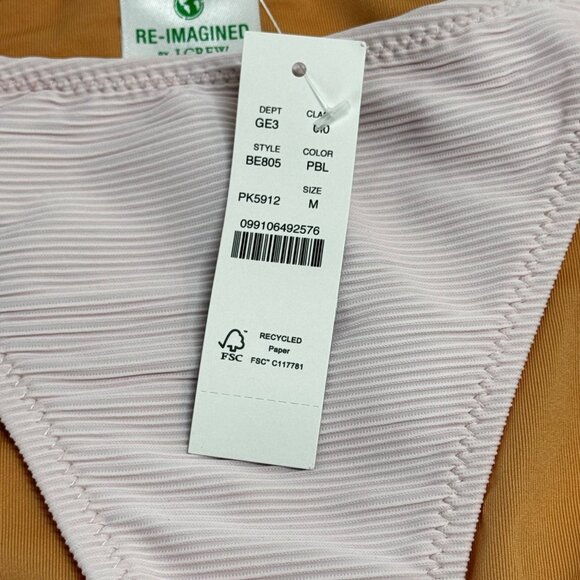 J.Crew Re-Imagined Pink Ribbed Bikini Bottoms M - Picture 3 of 5